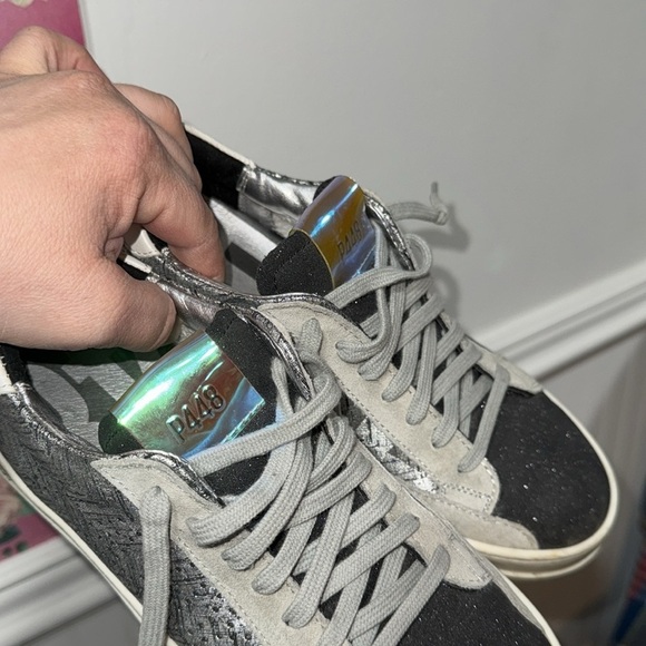 P448 sneakers size 5 Made to look worn silver gray black tartan John - Picture 2 of 6